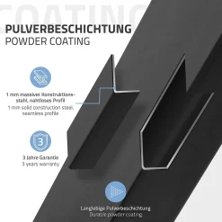 Lot de 2 pieds de table ECD Germany forme rectangulaire 70x72 cm noir acier revêtu par poudre