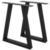 Lot de 2 pieds de table ECD Germany forme trapèze 60x72 cm noir acier revêtu par poudre robuste