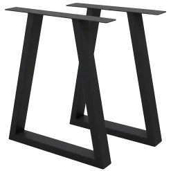 Lot de 2 pieds de table ECD Germany forme trapèze 60x72 cm noir acier revêtu par poudre robuste