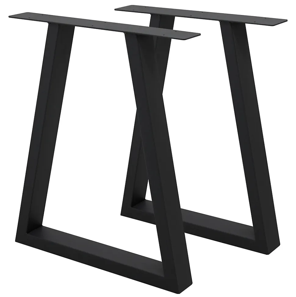Lot de 2 pieds de table ECD Germany forme trapèze 60x72 cm noir acier revêtu par poudre robuste