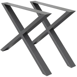 Lot de 2 pieds de table ECD Germany forme de X 60x72 cm anthracite acier revêtu par poudre robuste