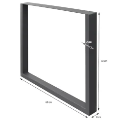 Lot de 2 pieds de table ECD Germany forme rectangulaire 60x72 cm anthracite acier revêtu par poudre