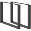Lot de 2 pieds de table ECD Germany forme rectangulaire 80x72 cm anthracite acier revêtu par poudre