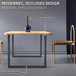 Lot de 2 pieds de table ECD Germany forme rectangulaire 80x72 cm anthracite acier revêtu par poudre