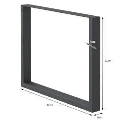 Lot de 2 pieds de table ECD Germany forme rectangulaire 80x72 cm anthracite acier revêtu par poudre