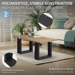 Lot de 2 pieds de table ECD Germany forme rectangulaire 40x43 cm noir acier revêtu par poudre
