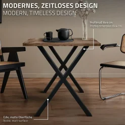 Lot de 2 pieds de table ECD Germany forme de X 60x72 cm noir acier revêtu poudre design industriel