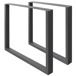 Lot de 2 pieds de table ECD Germany forme rectangulaire 70x72 cm anthracite acier revêtu par poudre