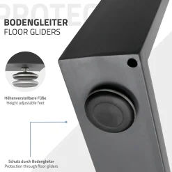 Lot de 2 pieds de table ECD Germany forme rectangulaire 70x72 cm anthracite acier revêtu par poudre