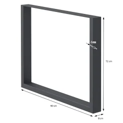 Lot de 2 pieds de table ECD Germany forme rectangulaire 90x72 cm anthracite acier revêtu par poudre