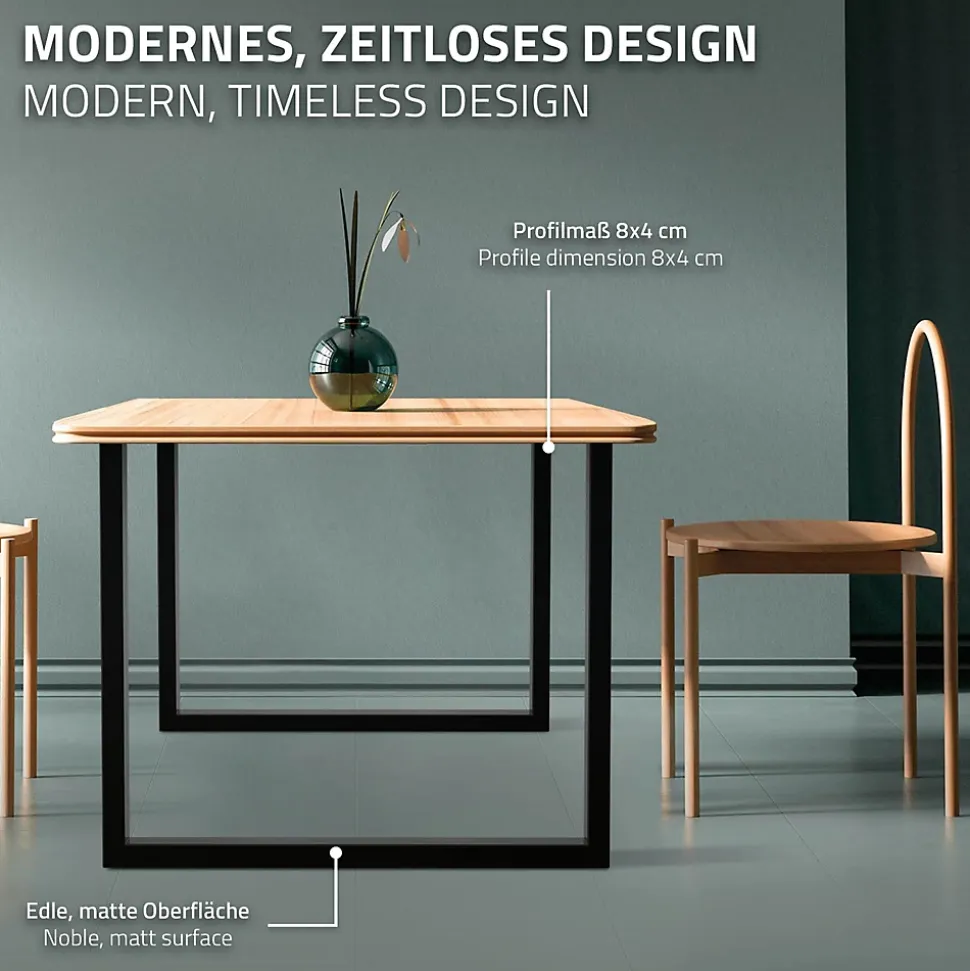 Lot de 2 pieds de table ECD Germany forme rectangulaire 90x72 cm noir acier revêtu par poudre