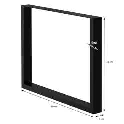 Lot de 2 pieds de table ECD Germany forme rectangulaire 90x72 cm noir acier revêtu par poudre