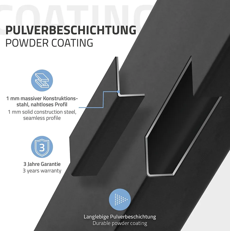 Lot de 2 pieds de table ECD Germany forme rectangulaire 90x72 cm noir acier revêtu par poudre