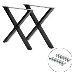 Lot de 2 pieds de table forme X 72x73 cm noir design industriel