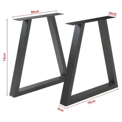 Lot de 2 pieds de table Greiling acier 72 x 70 cm noir en.casa