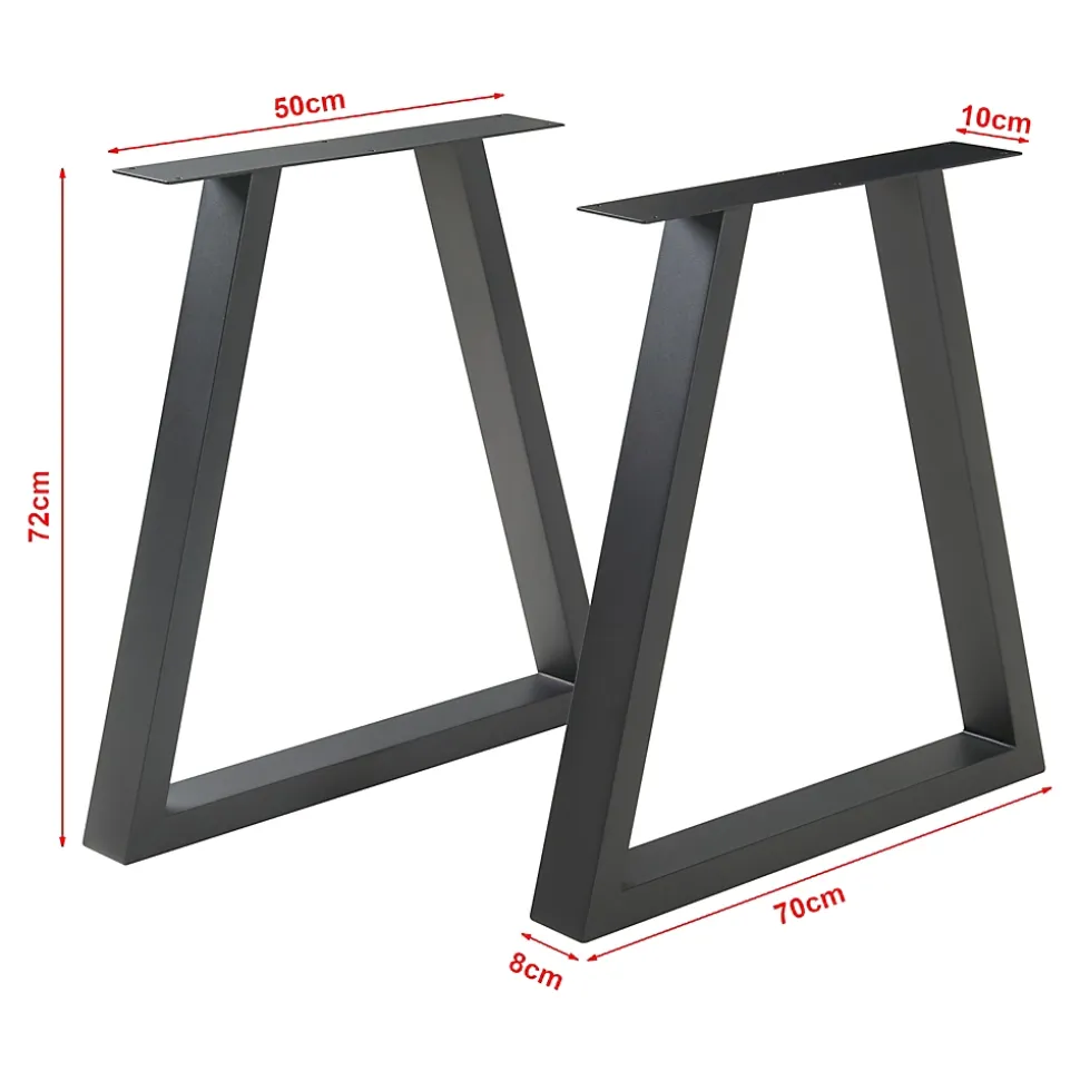 Lot de 2 pieds de table Greiling acier 72 x 70 cm noir en.casa