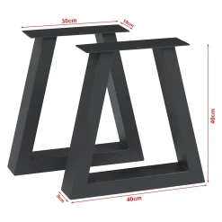 Lot de 2 pieds de table Greiling acier 40 x 40 cm noir en.casa