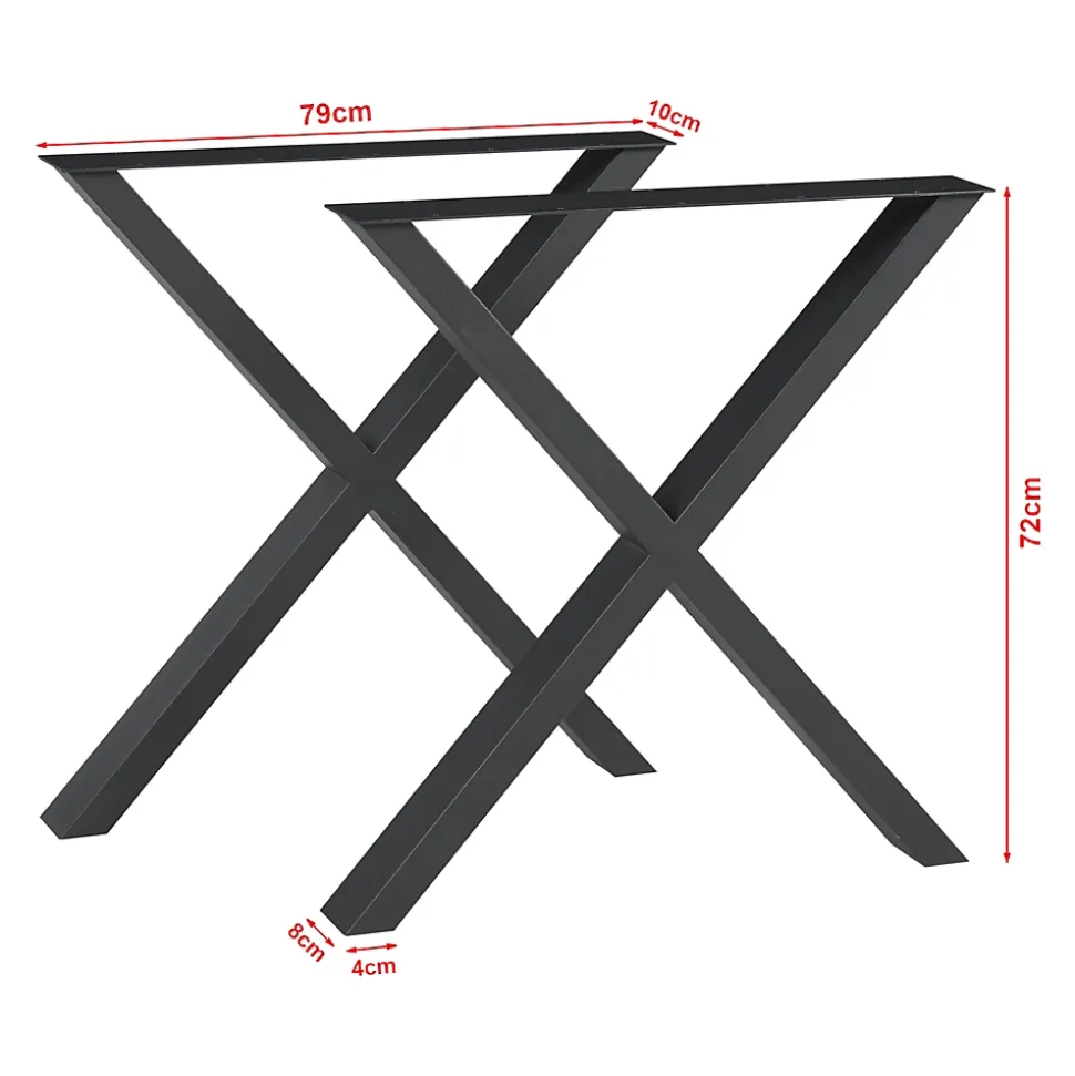 Lot de 2 pieds de table Greith acier 72 x 79 cm noir en.casa