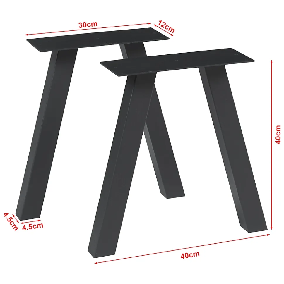 Lot de 2 pieds de table Heustreu acier 40 x 40 cm noir en.casa