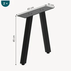Lot de 2 pieds de table Heustreu acier 45 x 40 cm noir en.casa