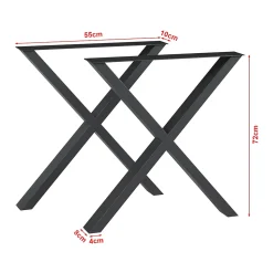 Lot de 2 pieds de table Maribo acier 72 x 55 cm noir en.casa