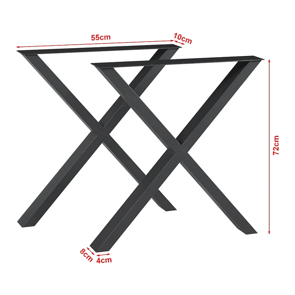 Lot de 2 pieds de table Maribo acier 72 x 55 cm noir en.casa