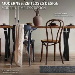 Lot de 2 pieds de table ML-Design forme de X 40x71 cm noir acier revêtu poudre design industriel