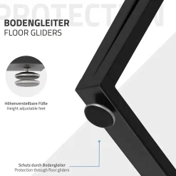 Lot de 2 pieds de table ML-Design forme rectangulaire 50x71,5 cm noir acier revêtu par poudre