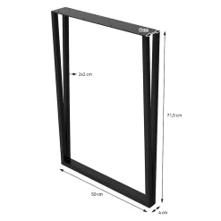 Lot de 2 pieds de table ML-Design forme rectangulaire 50x71,5 cm noir acier revêtu par poudre