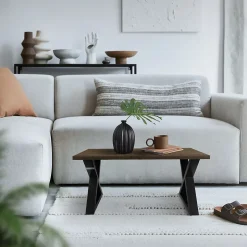 Lot de 2 pieds de table ML-Design forme de X 43x40 cm noir acier revêtu poudre design industriel