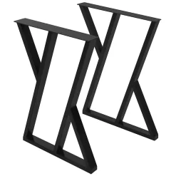 Lot de 2 pieds de table ML-Design forme de X 50x71 cm noir en acier revêtu poudre design industriel