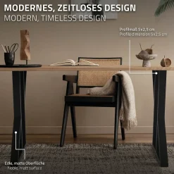 Lot de 2 pieds de table ML-Design forme de X 50x71 cm noir en acier revêtu poudre design industriel