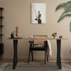 Lot de 2 pieds de table ML-Design forme de X 50x71 cm noir en acier revêtu poudre design industriel