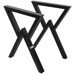 Lot de 2 pieds de table ML-Design forme de X 60x72 cm noir acier revêtu poudre design industriel