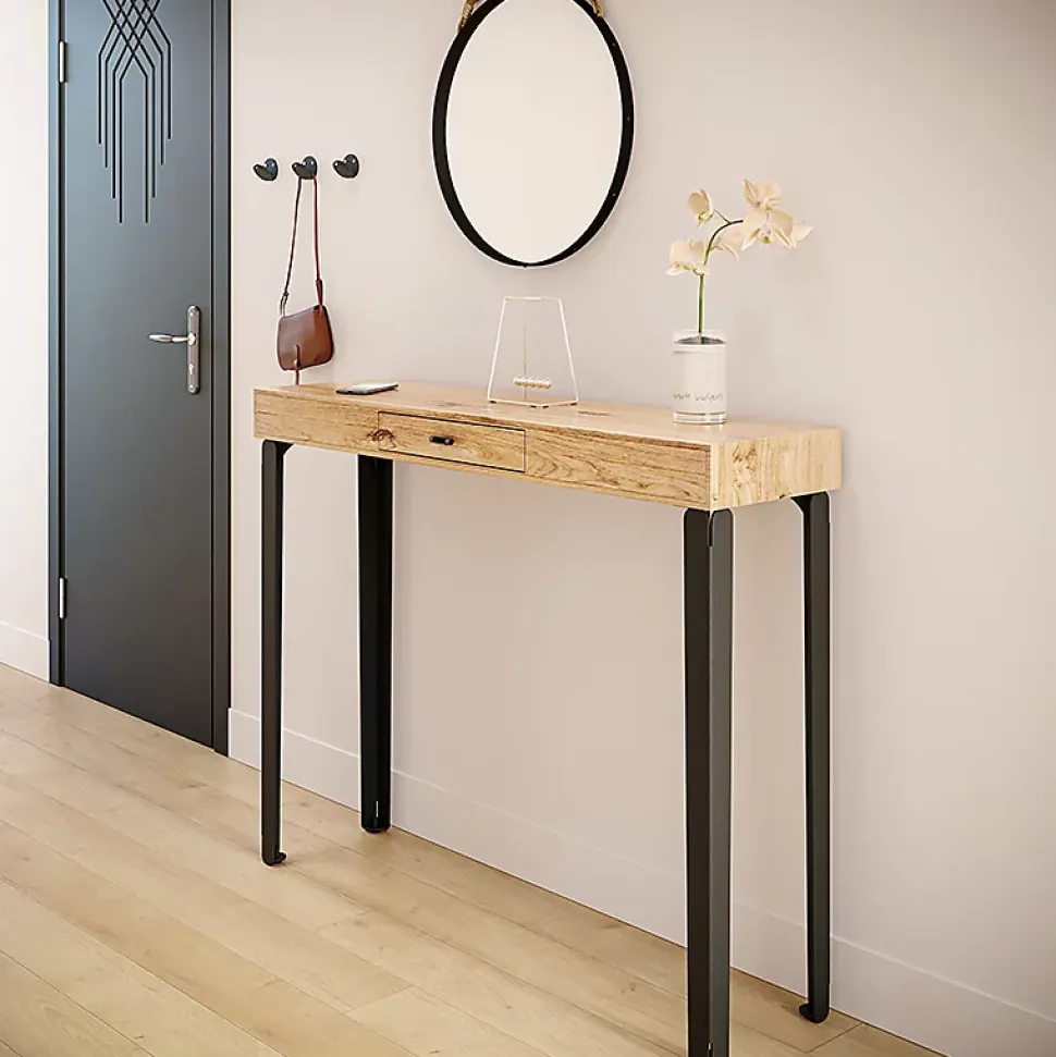 Lot de 2 pieds DECO-GEM pour table mange debout en acier finition époxy blanc à visser, H.86 cm