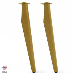 Lot de 2 pieds profilés DECO-GEM pour table haute en acier finition époxy doré à visser, H.71 cm