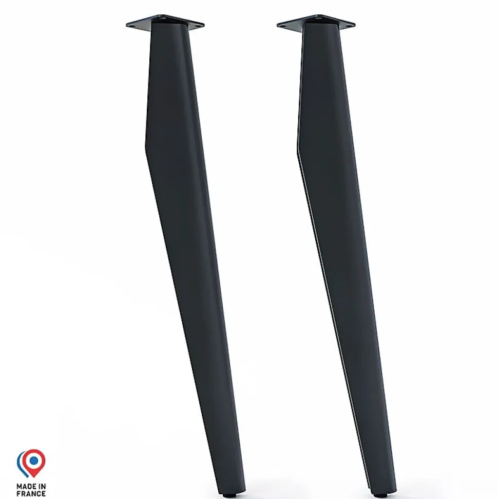 Lot de 2 pieds profilés DECO-GEM pour table mange debout en acier finition époxy noir à visser, H.86 cm