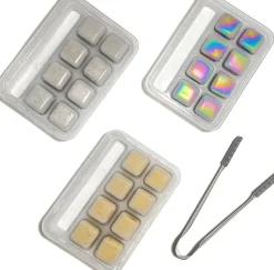 Lot de 8 pierres à whisky réutilisables en acier inoxydable