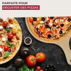 Lot de 2 planches à pizza et tarte flambée en bois 30 cm Fackelmann Pizzas Lovers