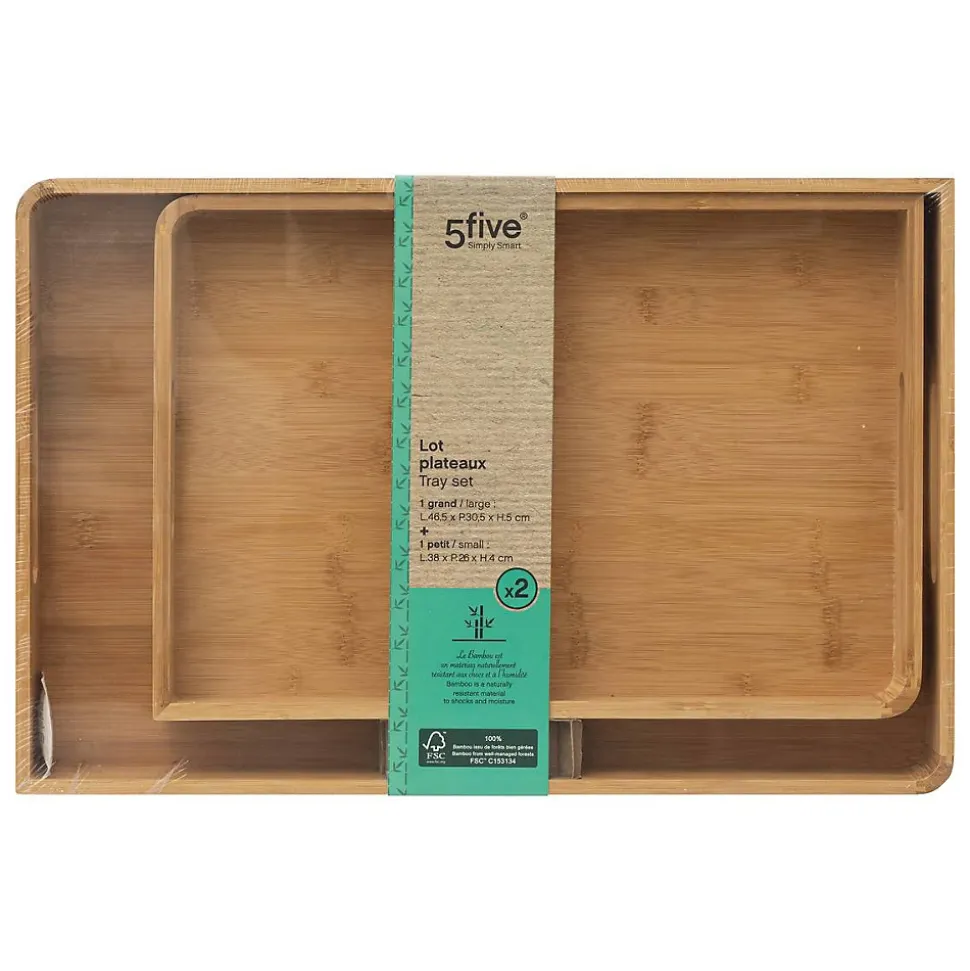 Lot de 2 plateaux de service Bambou - 5Five