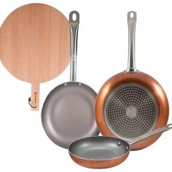 Lot de 3 poeles Bergner Optimum Plus 18-22-26 cm avec planche a découper