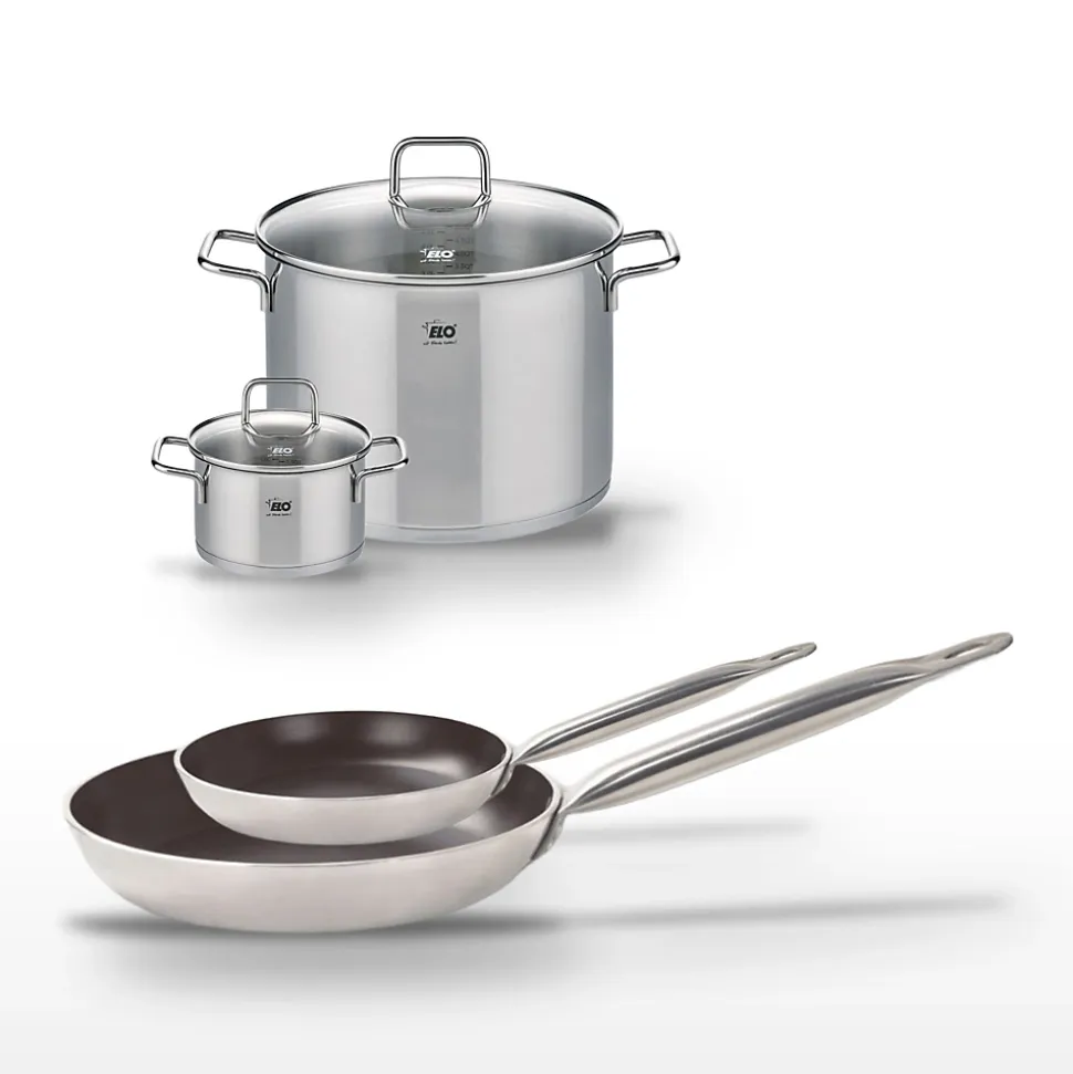 Lot de 2 Poêles 24/32 cm céramique Elo Bistro Line et 2 Faitouts 16/26 cm Elo Citrin