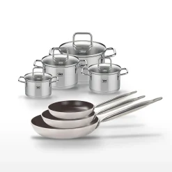 Lot de 3 Poêles 24/28/32 cm céramique Elo Bistro Line et 4 Faitouts inox Elo Citrin