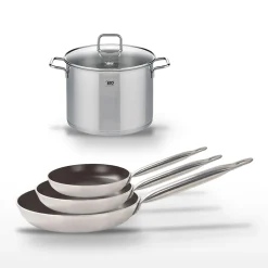 Lot de 3 Poêles 24/28/32 cm Elo Bistro Line et Faitout 26 cm Elo