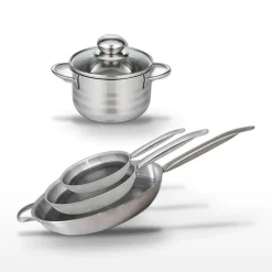 Lot de 3 Poêles 24/28/32 cm Elo Relief Solution et Faitout 14 cm