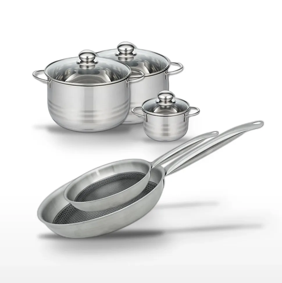 Lot de 2 Poêles 24/28 cm et 3 Faitouts 12/20/24 cm Elo Relief Solution