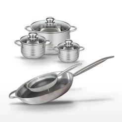 Lot de 2 Poêles 24/32 cm et 3 Faitouts 12/14/24 cm Elo Relief Solution