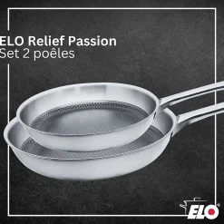 Lot de 2 Poêles 24/28 cm et Faitout 26 cm Elo Relief Passion