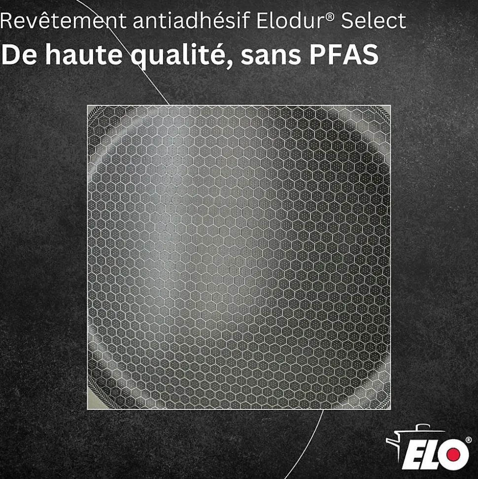 Lot de 2 poêles 24/28 cm et faitout 12 cm Elo Relief Passion