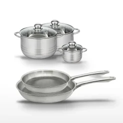 Lot de 2 Poêles 24/28cm & 3 Faitouts 12/20/24cm Elo Relief Passion